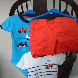 Baby boy summer racecar onsies and shorts set